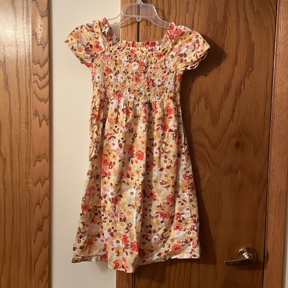 CARTERS UEC Girls size 7 fall floral maxi dress orange white print smocked top - Picture 2 of 11